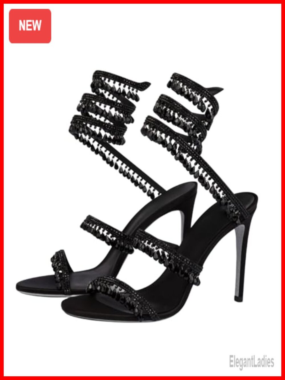 Rhinestone Tassel Heeled Sandals for Women Stiletto Lace Up Dress Wedding Prom